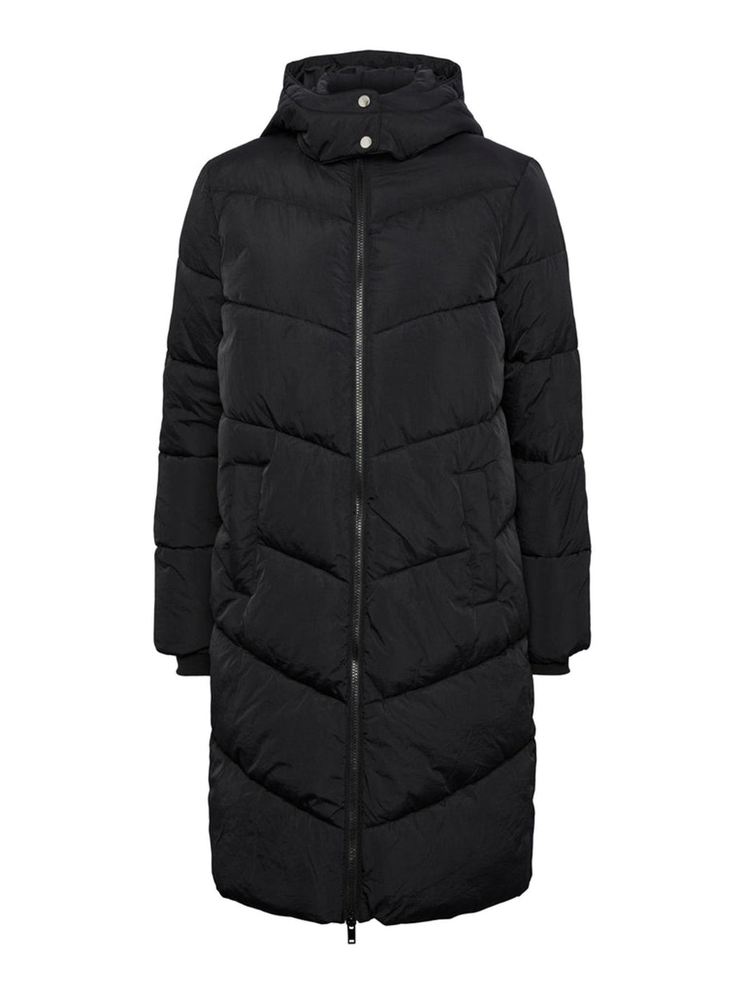 Jamilla long puffet jacket - Black - PIECES - Black