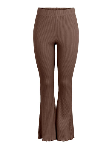 Sigrud High Waist Flared Pants - Mustang - PIECES - Brown