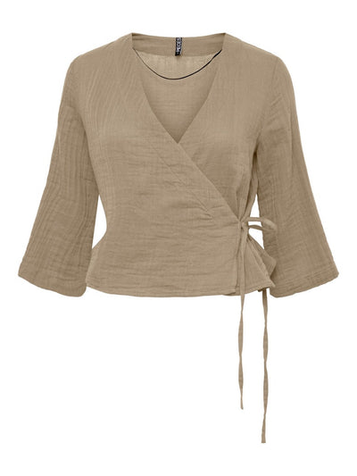 Lelou Wrap Top - Nomad - PIECES - Khaki 5