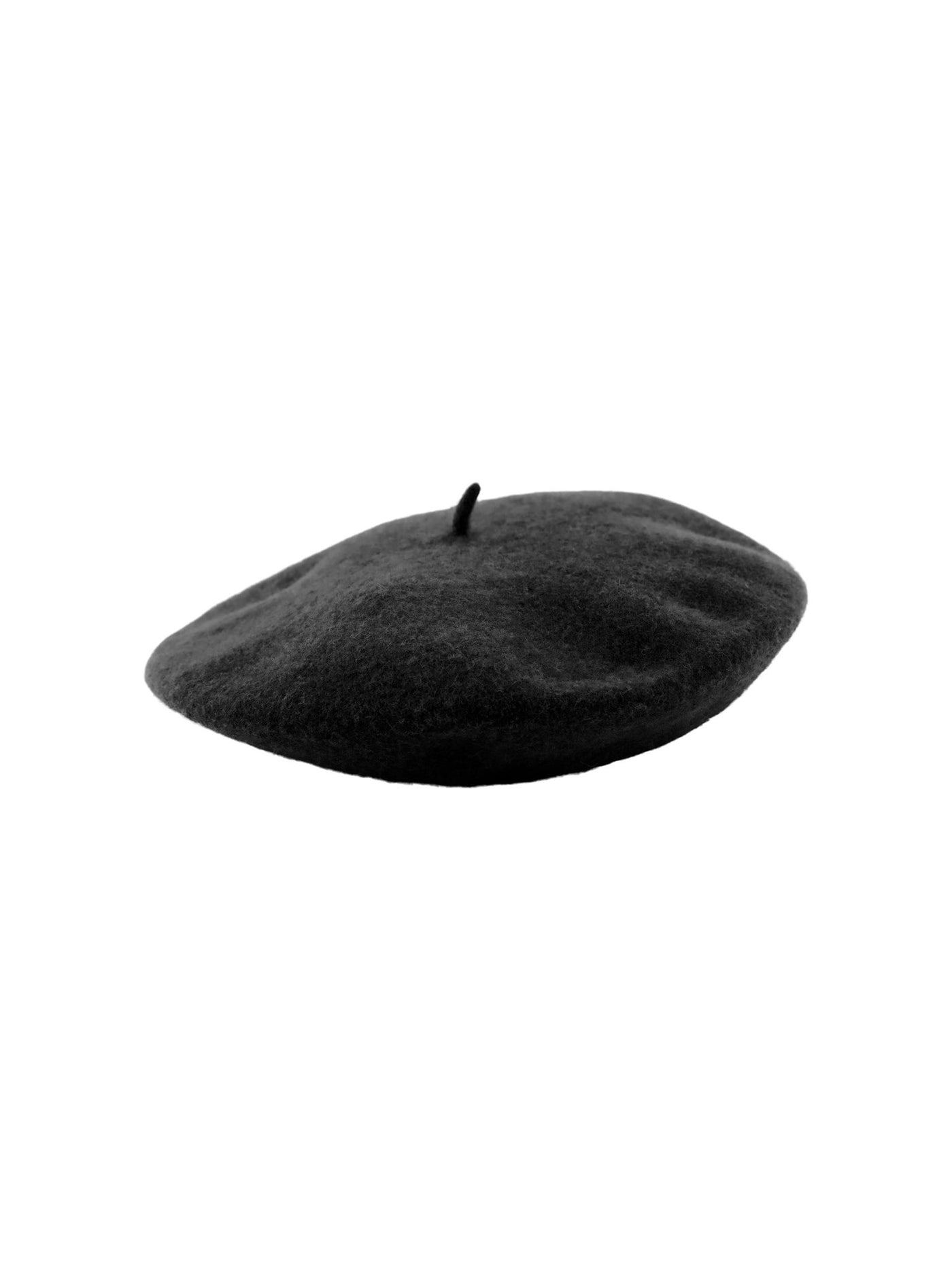 French Wool Beret - Black - PIECES - Black