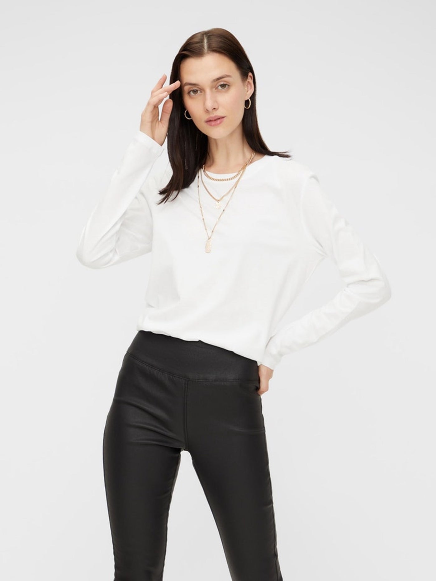 Ria Solid Tee - Bright White - PIECES - White