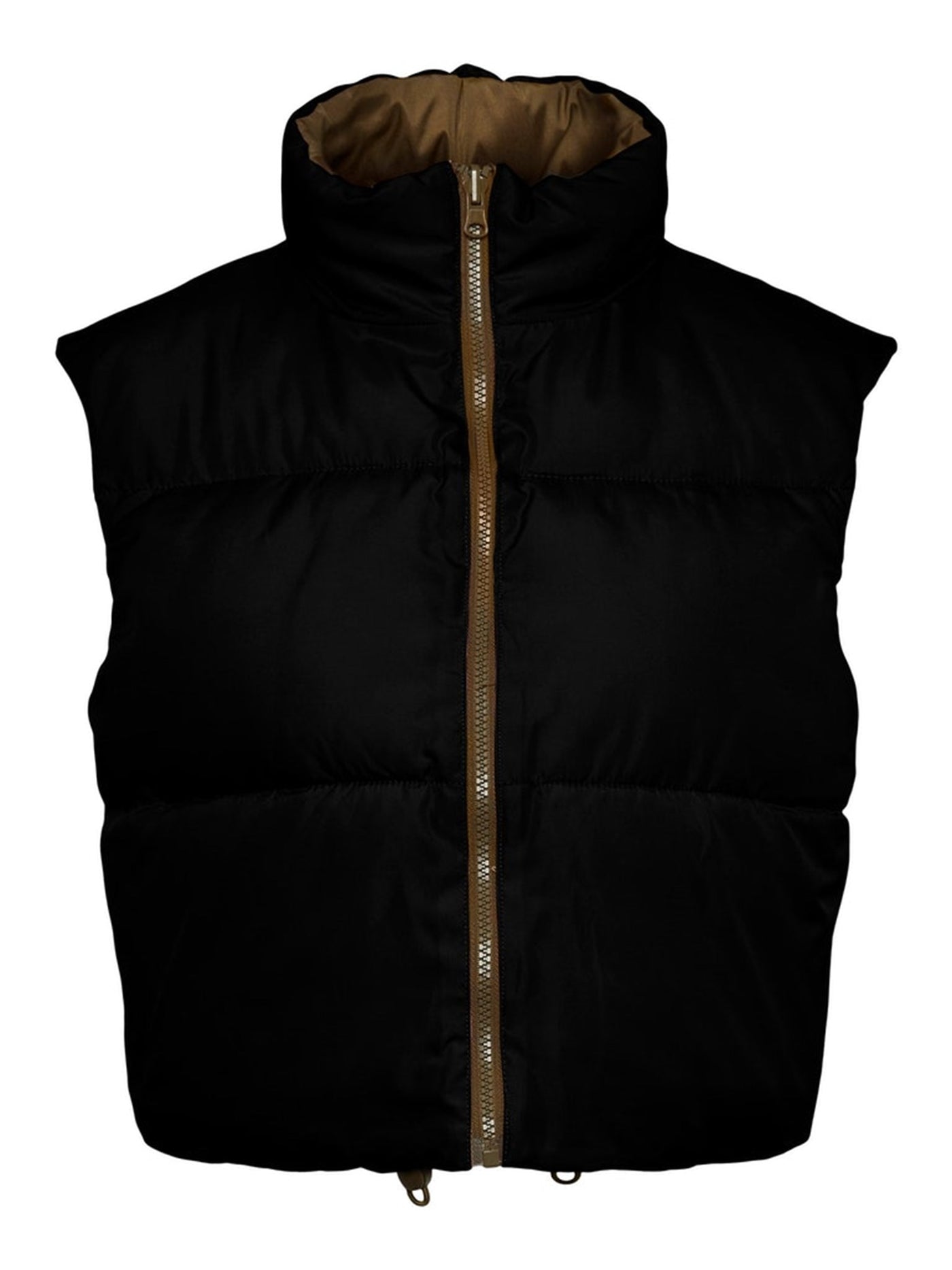 Nadia Short Puffer Vest - Black - PIECES - Black