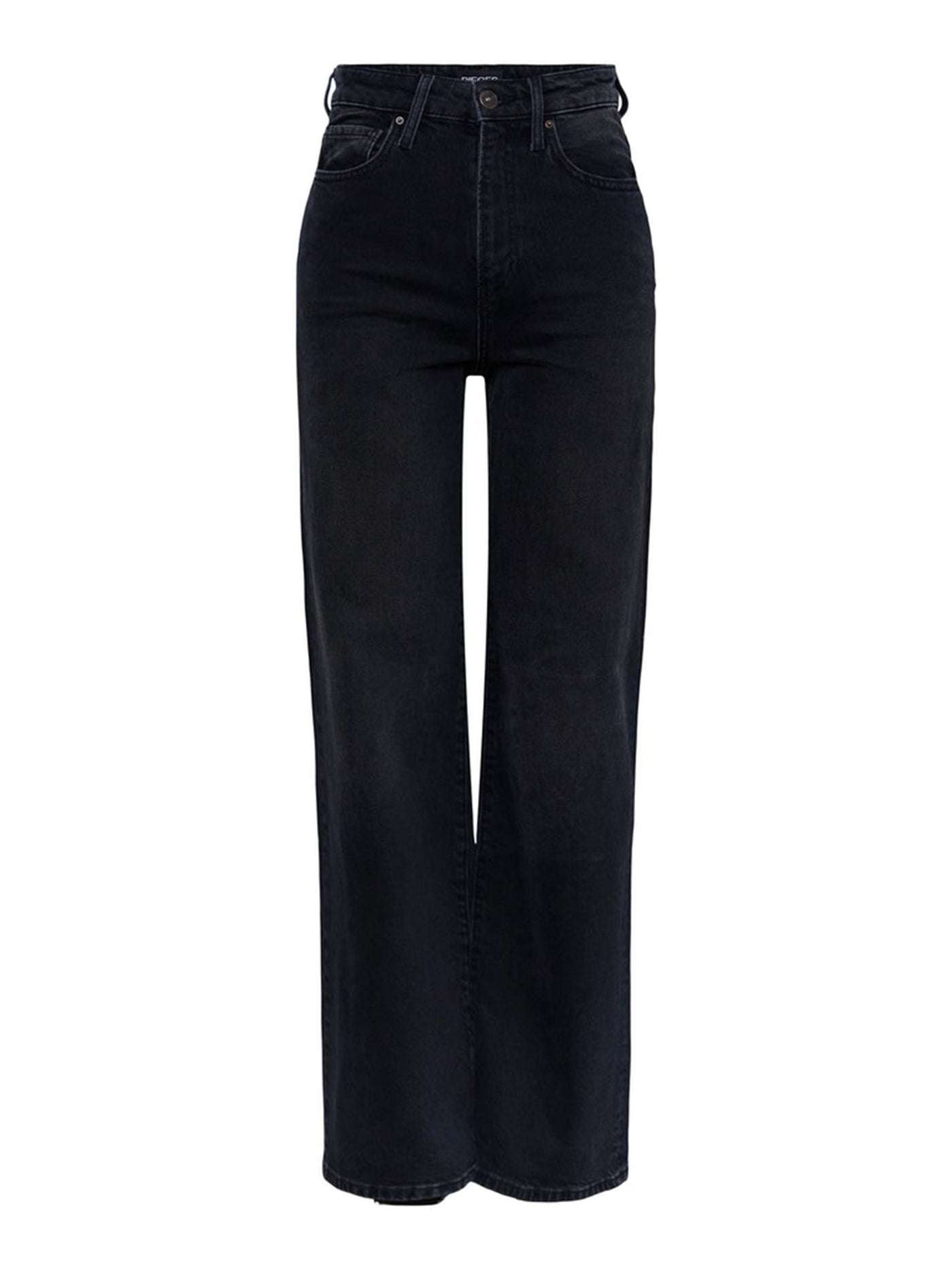 Flikka High Waist Wide Jeans - Black Denim - PIECES - Black