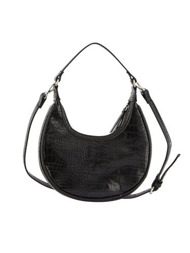 Nanett Croco bag - Black - PIECES - Black