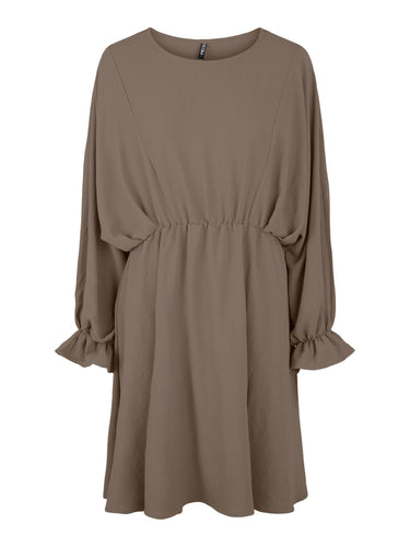 Flore Long Sleeve Dress - Brown - PIECES - Brown