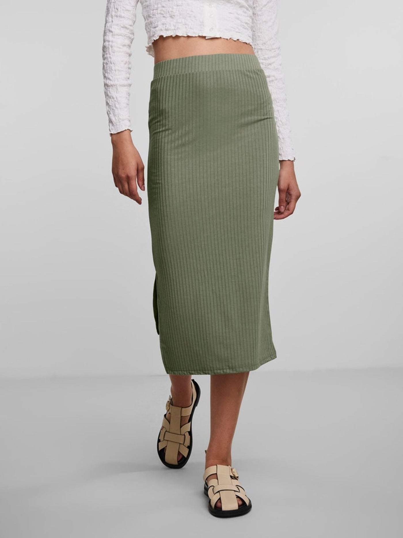 Kylie Skirt - Deep Lichen Green - PIECES - Green