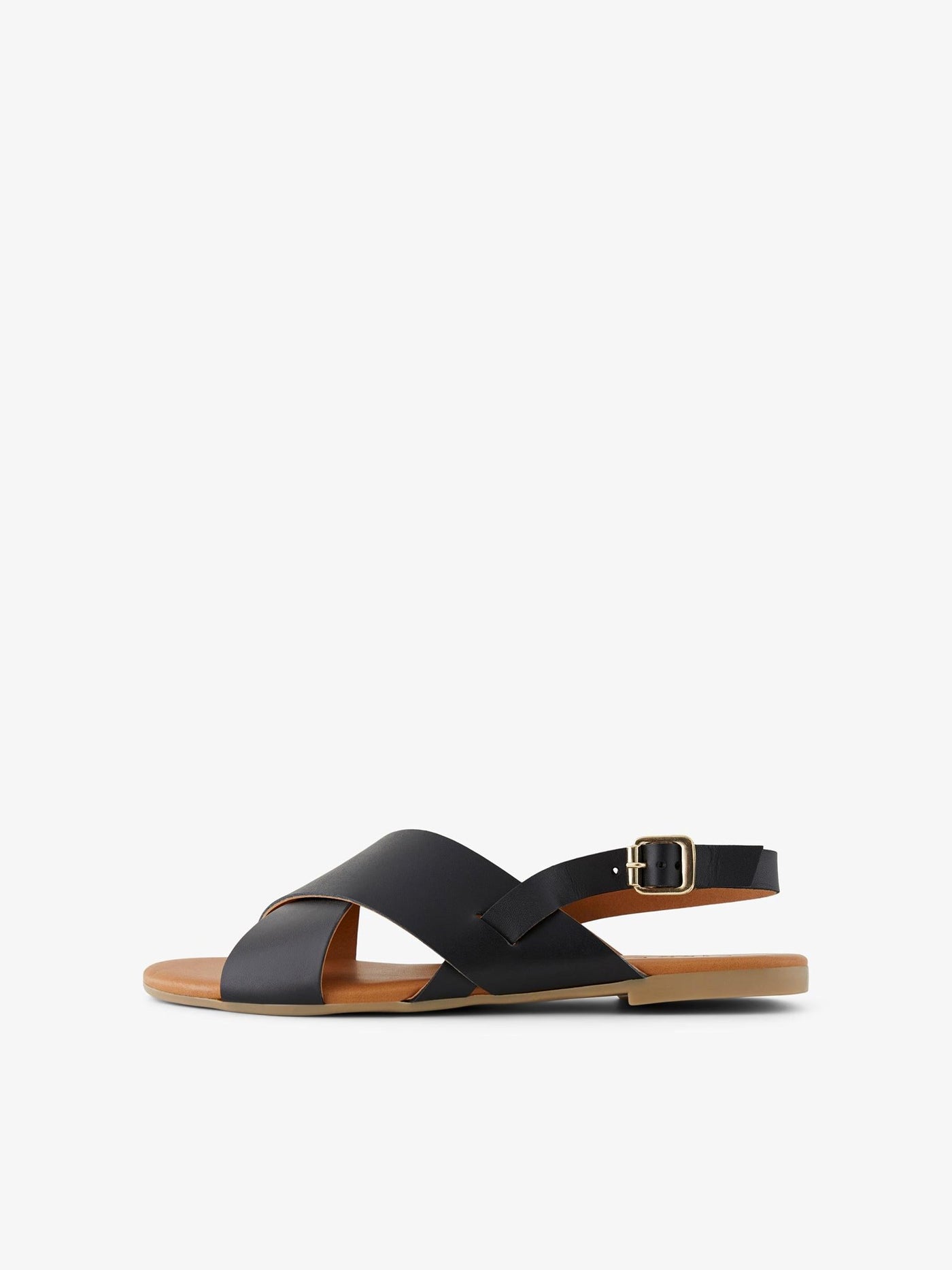 Veronica Leather Sandal - Black - PIECES - Black