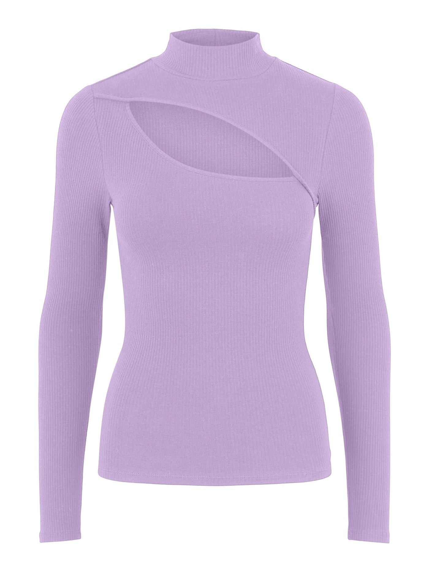 Hazel Cut Out High Neck Blouse - Lavender - PIECES - Pink