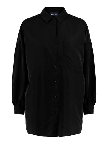 Chrilina Oversized Shirt - Black - PIECES - Black