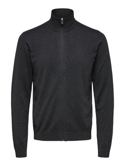 Pima cotton cardigan - Dark gray (with zipper) - Selected Homme - Grey 3