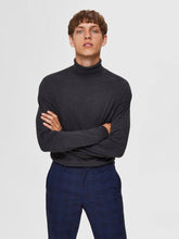 Load image into Gallery viewer, Pima cotton turtleneck sweater - Dark Gray - Selected Homme - Brown
