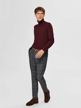 Load image into Gallery viewer, Pima cotton turtleneck sweater - Burgundy Red - Selected Homme - Red 2
