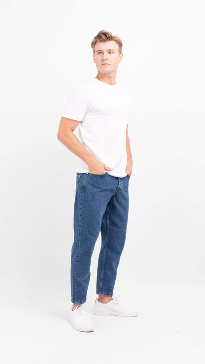 Avi Beam Jeans - Dark Blue Denim - Only & Sons - White