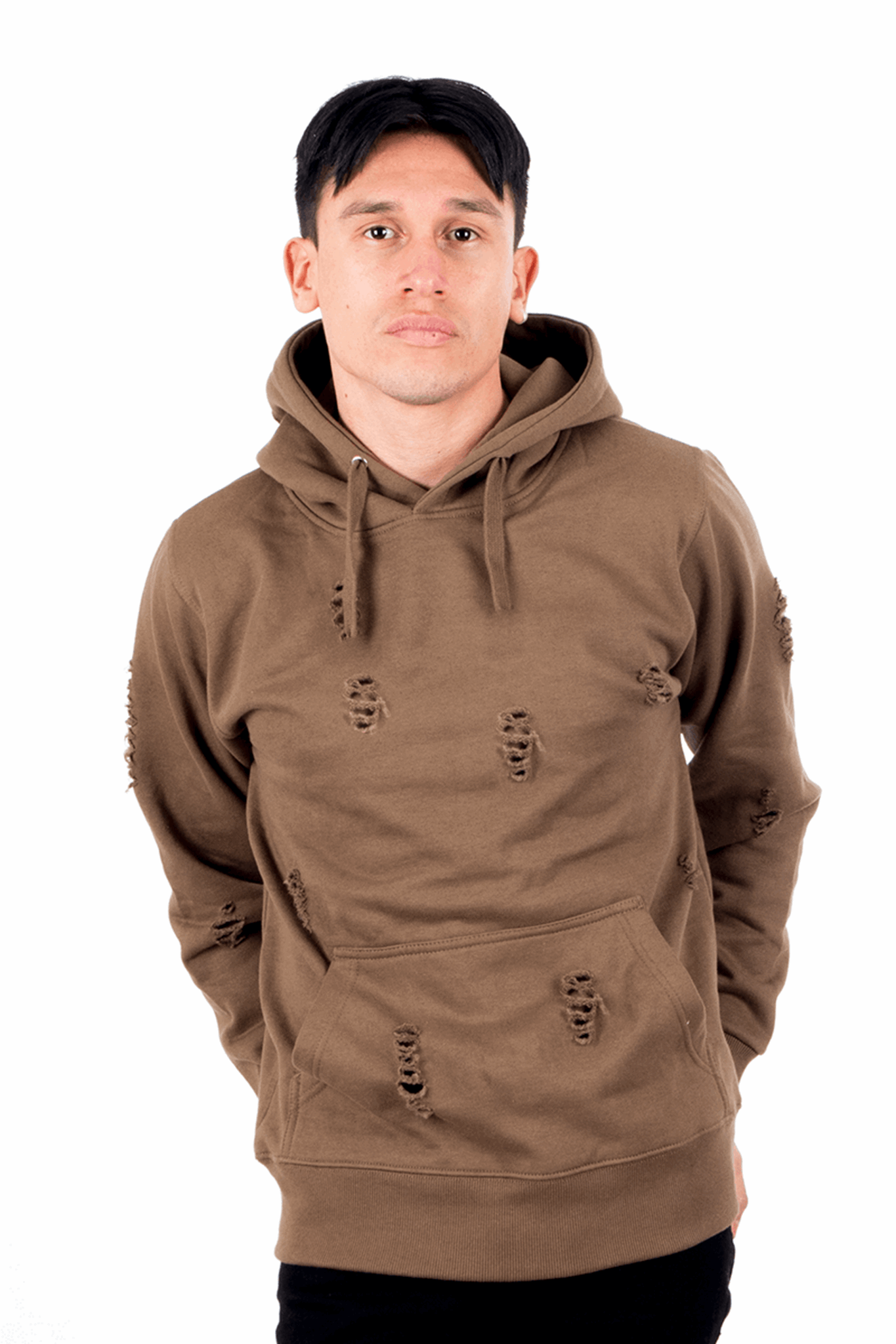 Ripped hoody - Army Green - TeeShoppen - Green 3