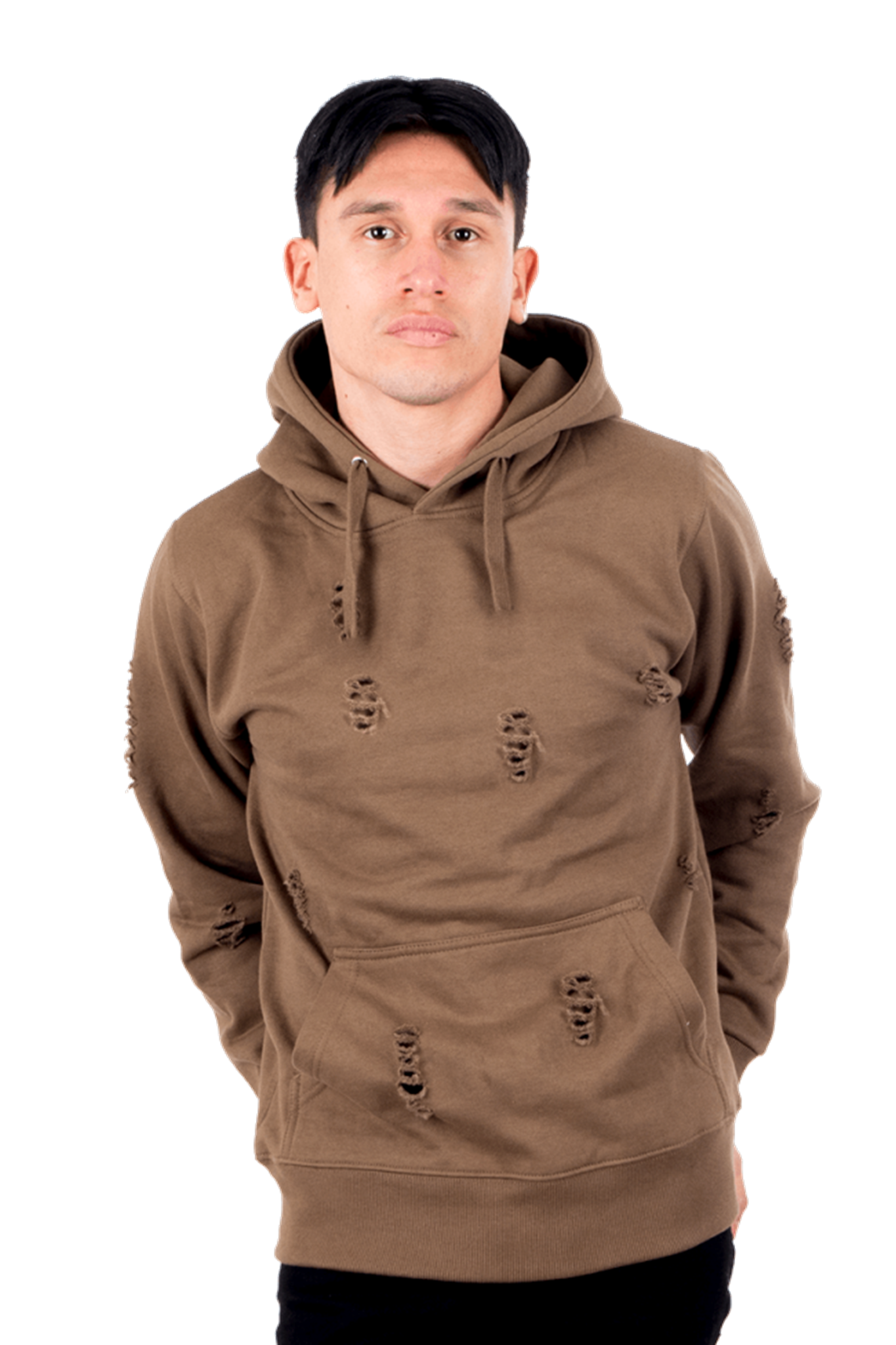 Ripped hoody - Army Green - TeeShoppen - Green 7