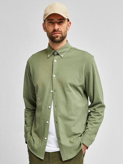 Slim fit shirt in organic cotton - Green - Selected Homme - Green 5