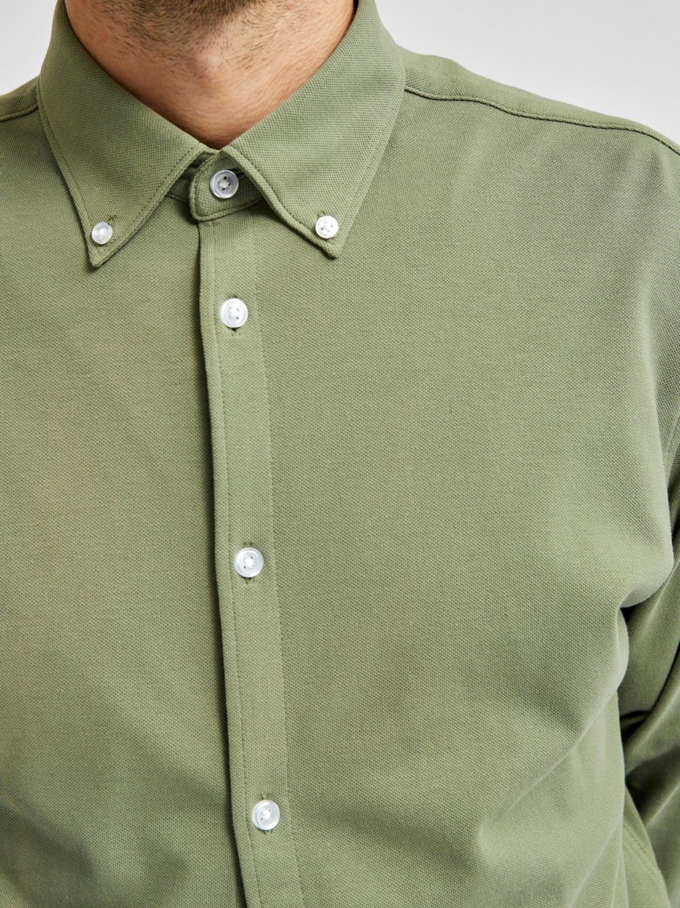 Slim fit shirt in organic cotton - Green - Selected Homme - Green 3