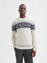 Afbeelding in Gallery-weergave laden, Deer Knit Crew Neck - Hvid - Selected Homme - White
