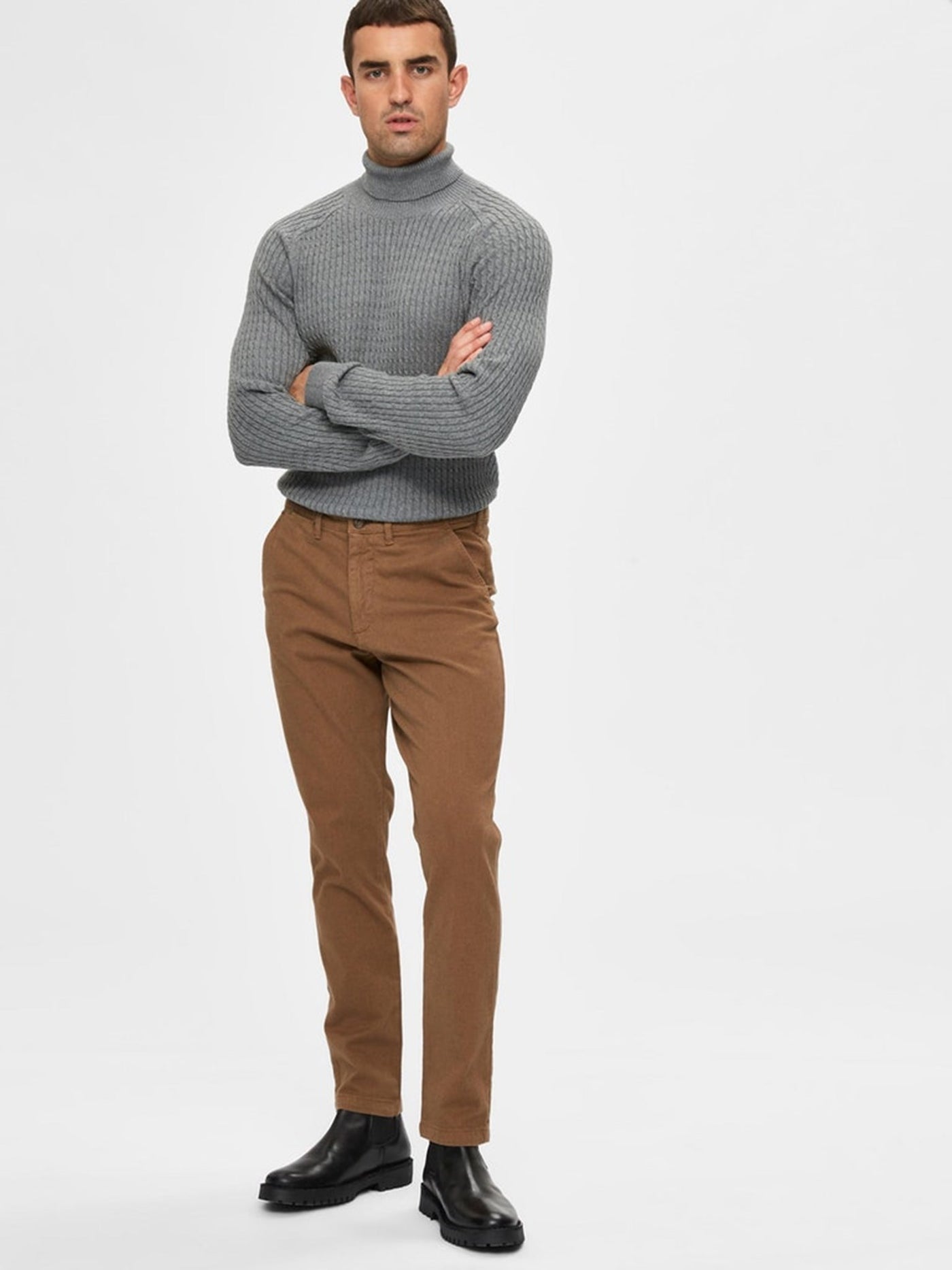 Miles Flex Structure - Otter (slim) - Selected Homme - Brown 3