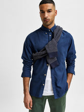 Cargar imagen en el visor de la galería, Slim Flannel Shirt - Dark Sapphire Melange - Selected Homme - Blue
