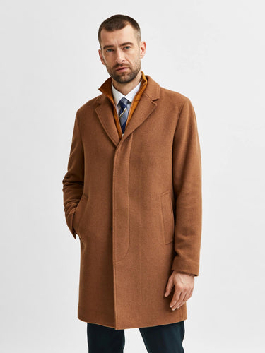 Hagen Wool Coat - Camel - Selected Homme - Brown