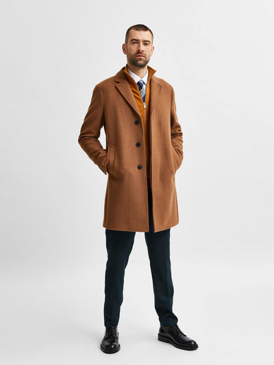 Hagen Wool Coat - Camel - Selected Homme - Brown 3