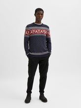 Load image into Gallery viewer, Deer Knit Crew Neck - Maritime Blue - Selected Homme - Blue 4
