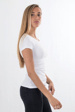 Load image into Gallery viewer, Slim Vneck basic T-shirt - White - TeeShoppen - White 5
