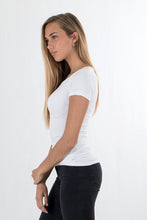 Load image into Gallery viewer, Slim Vneck basic T-shirt - White - TeeShoppen - White 3
