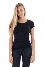 Load image into Gallery viewer, Slim Vneck basic T-shirt - Black - TeeShoppen - Black

