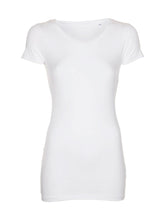 Load image into Gallery viewer, Slim Vneck basic T-shirt - White - TeeShoppen - White 6

