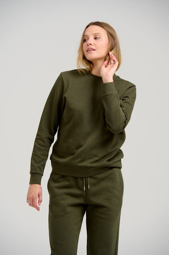 Basic Crewneck Sweat - Dark Green - TeeShoppen - Green