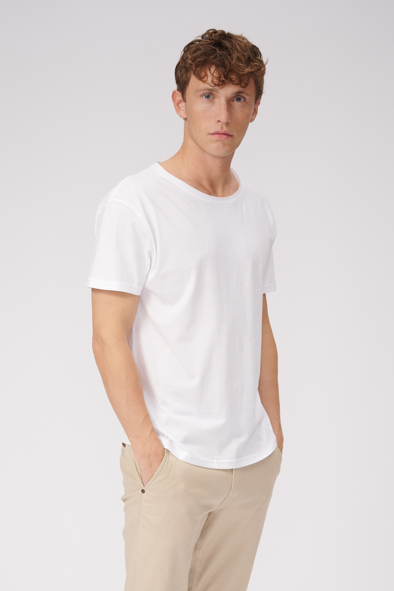 Raw Neck T-shirt - White - TeeShoppen - White 3