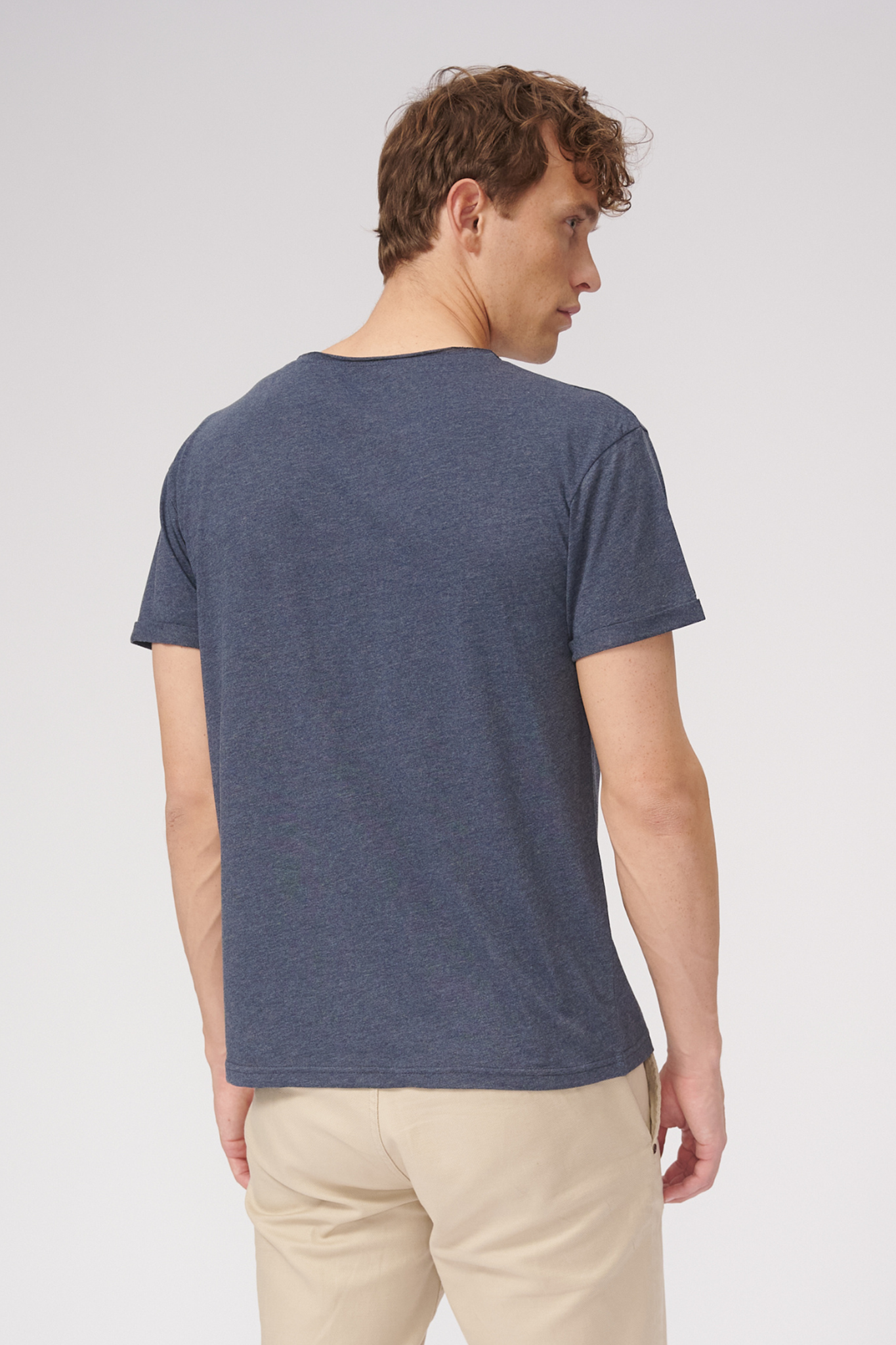 Raw Neck T-shirt - Mottled Blue - TeeShoppen - Blue 2