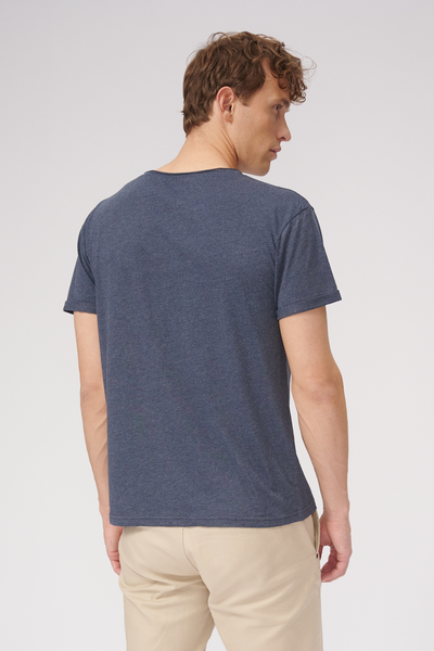 Raw Neck T-shirt - Mottled Blue - TeeShoppen - Blue 2