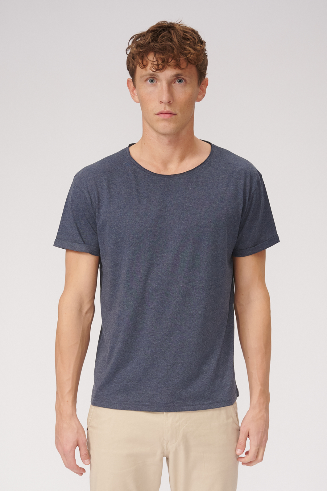 Raw Neck T-shirt - Mottled Blue - TeeShoppen - Blue