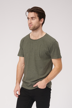 Load image into Gallery viewer, Raw Neck T-shirt - Mottled Green - TeeShoppen - Green 3
