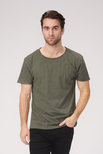 Load image into Gallery viewer, Raw Neck T-shirt - Mottled Green - TeeShoppen - Green
