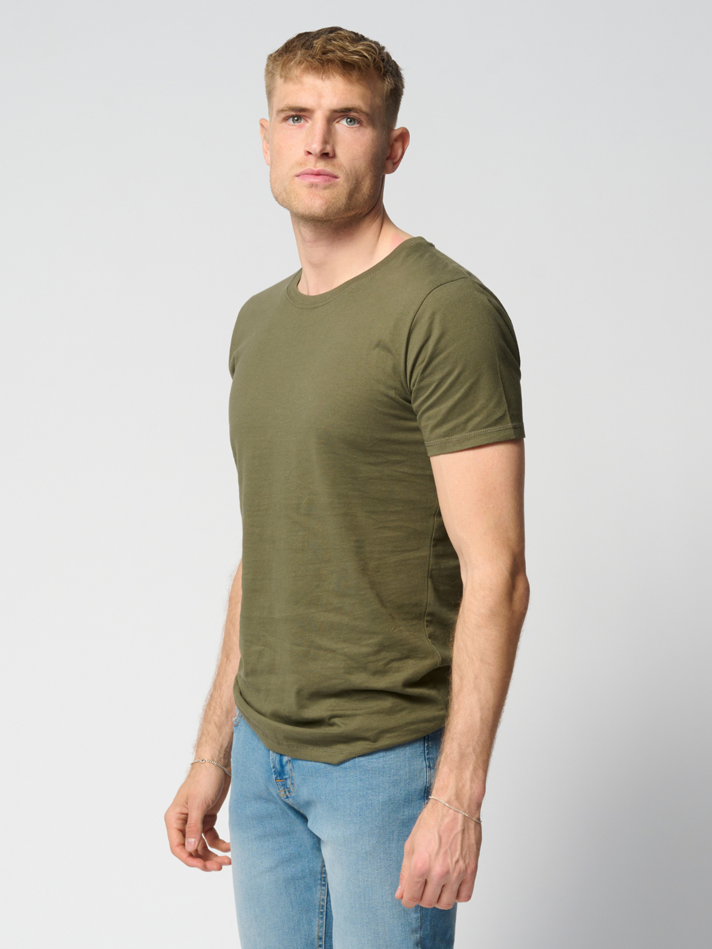 Muscle T-shirt - Army Green - TeeShoppen - White