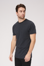 Cargar imagen en el visor de la galería, Nørregade Stripe - Mottled Blue-Black - TeeShoppen - Black 3
