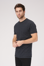 Cargar imagen en el visor de la galería, Nørregade Stripe - Mottled Blue-Black - TeeShoppen - Black 4
