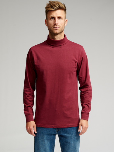 Roll collar sweater - Burgundy Red - TeeShoppen - Red