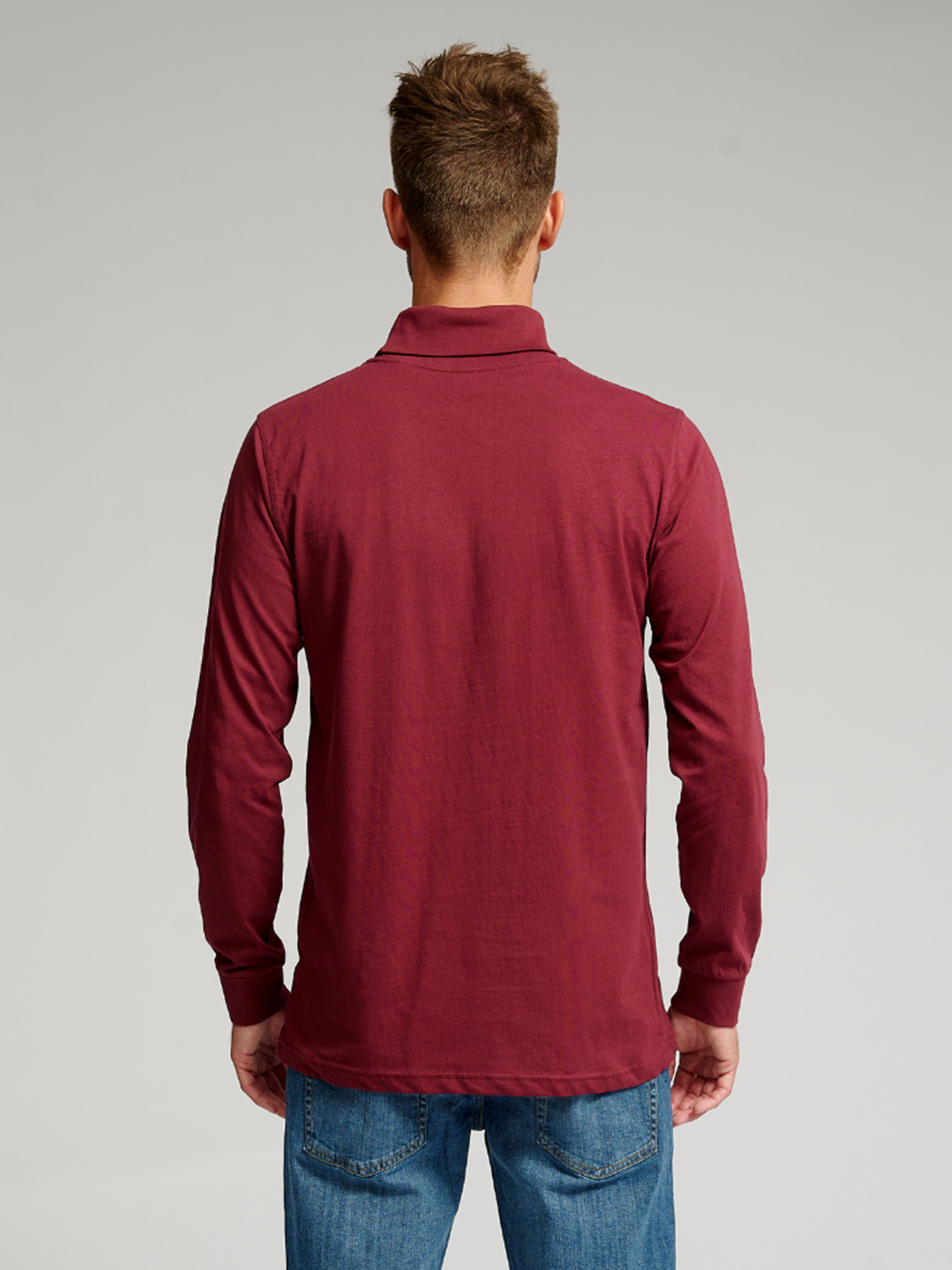 Roll collar sweater - Burgundy Red - TeeShoppen - Red 4