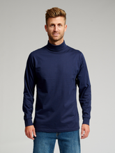 Cargar imagen en el visor de la galería, Roll collar sweater - Navy - TeeShoppen - Red
