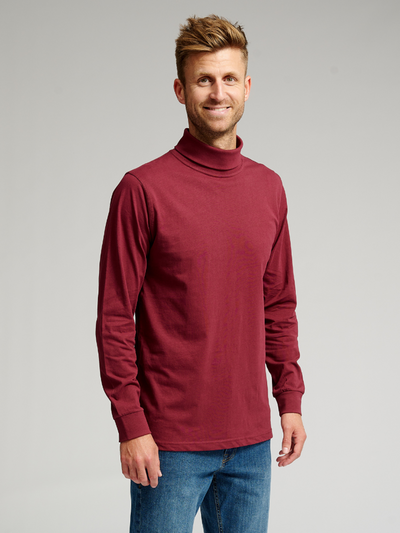 Roll collar sweater - Burgundy Red - TeeShoppen - Red 2