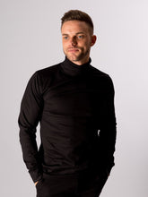 Cargar imagen en el visor de la galería, Roll collar sweater - Black - TeeShoppen - Red 3
