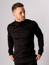 Cargar imagen en el visor de la galería, Roll collar sweater - Black - TeeShoppen - Red
