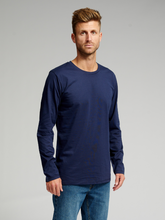 Charger l&#39;image dans la galerie, Basic Long-sleeved T-shirt - Navy - TeeShoppen - Blue 2
