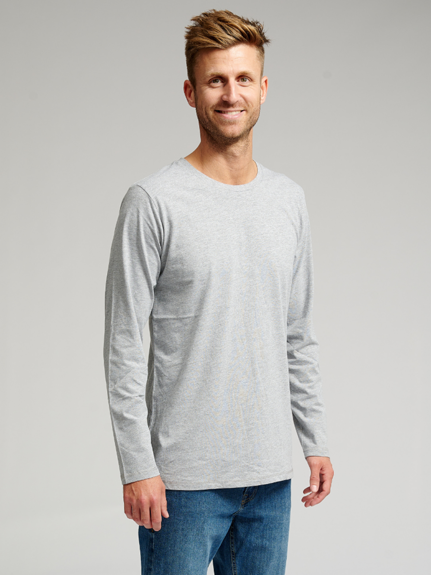 Basic Long-sleeved T-shirt - Gray - TeeShoppen - Grey 2