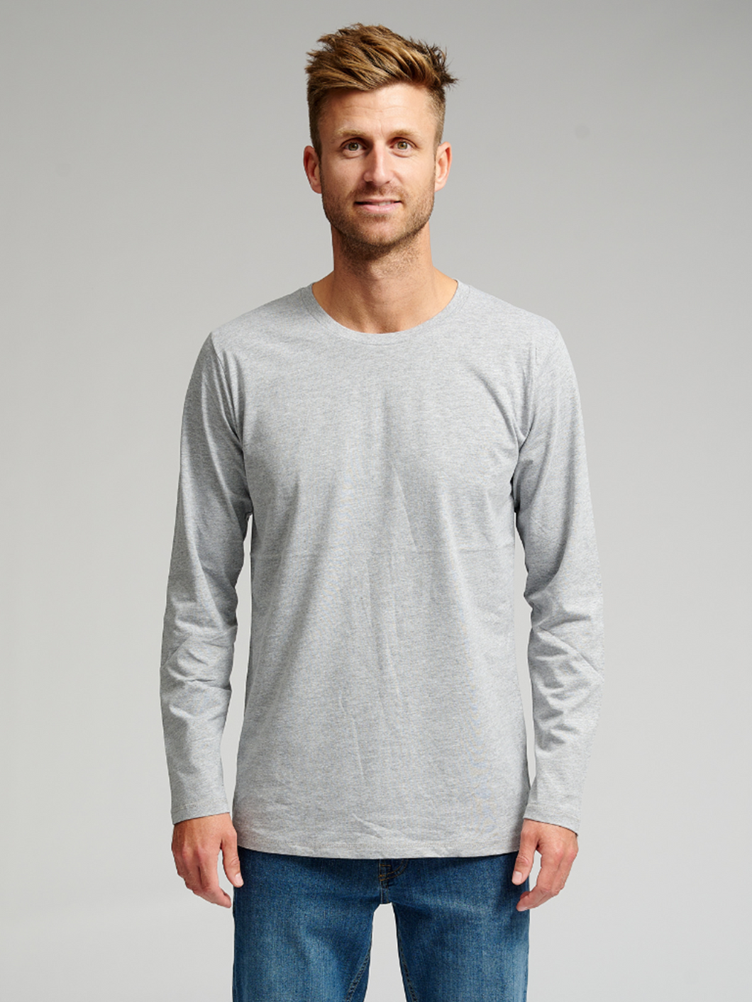 Basic Long-sleeved T-shirt - Gray - TeeShoppen - Grey